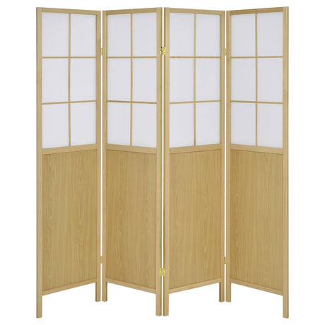 Edwards Natural 4-Panel Room Divider Folding Shoji Screen from Coaster - Luna Furniture