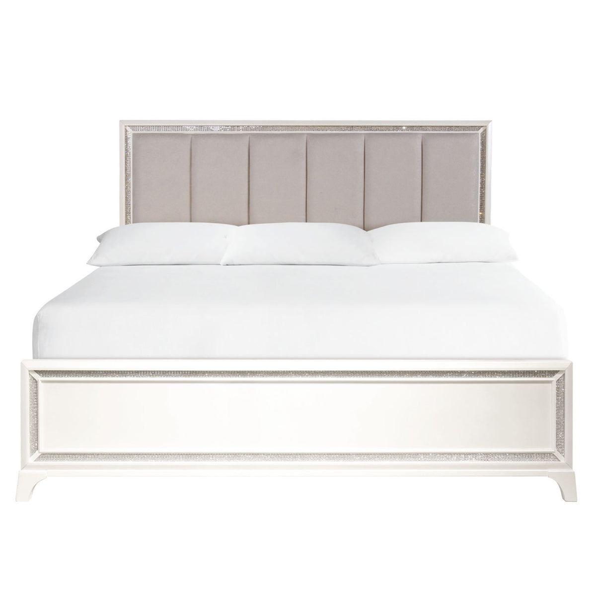 Cassie Illuminating King Bed, Shimmering Pearl Finish from Steve Silver - Luna Furniture