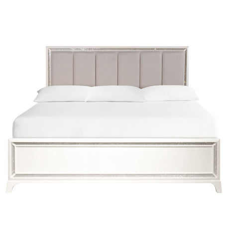 Cassie Illuminating King Bed, Shimmering Pearl Finish from Steve Silver - Luna Furniture