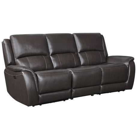 Alexandria Chocolate Power Leather Reclining Sofa from Steve Silver - Luna Furniture
