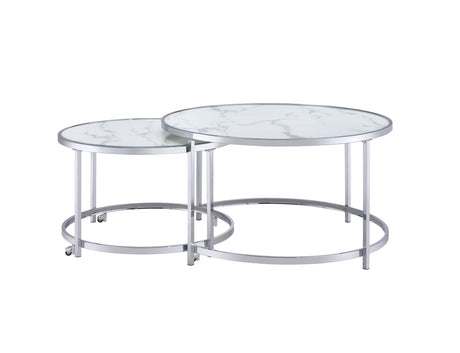 Rayne Nesting Cocktail Table, White from Steve Silver - Luna Furniture