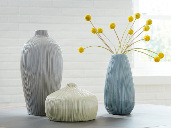 Eiderman Gray/Blue/Green Vase (Set of 3)