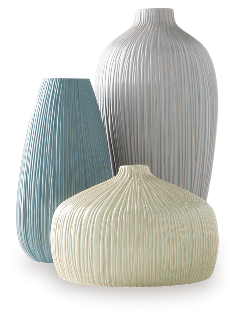 Eiderman Gray/Blue/Green Vase (Set of 3) from Ashley Furniture - Luna Furniture