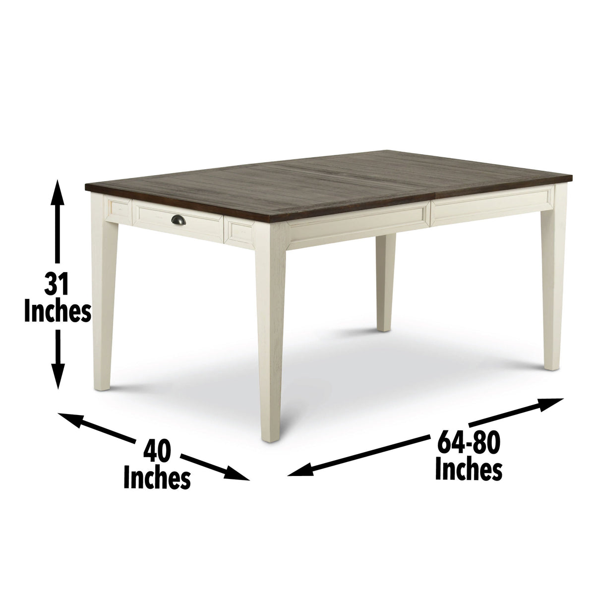 Cayla Dark Oak& White Extendable Dining Table from Steve Silver - Luna Furniture