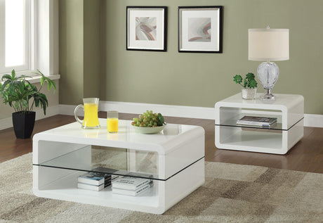 Elana White 2-Piece High Gloss Coffee and End Table Set from Coaster - Luna Furniture