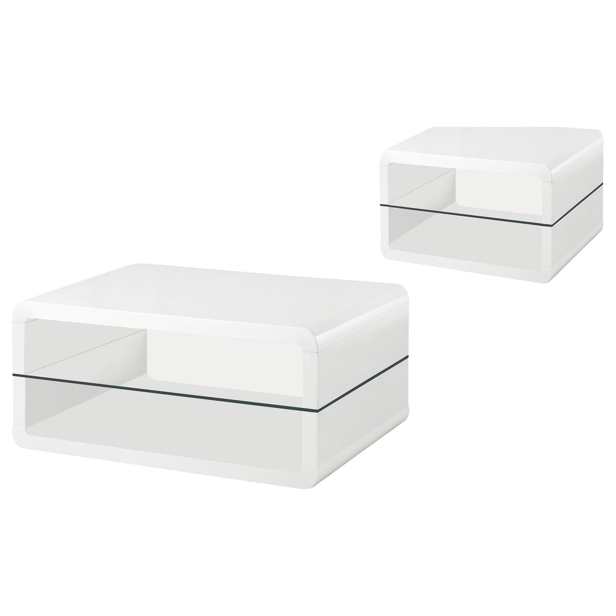 Elana White 2-Piece High Gloss Coffee and End Table Set from Coaster - Luna Furniture