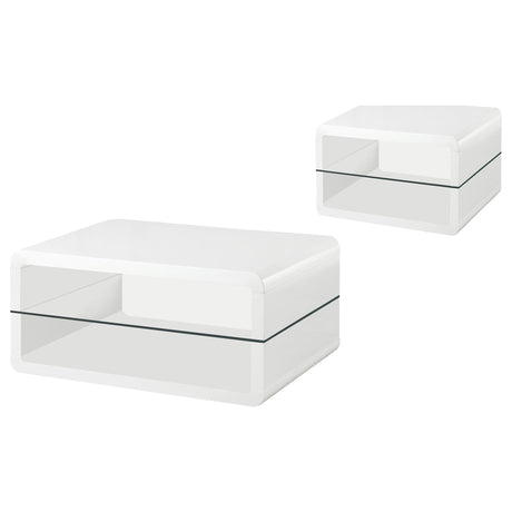 Elana White 2-Piece High Gloss Coffee and End Table Set from Coaster - Luna Furniture