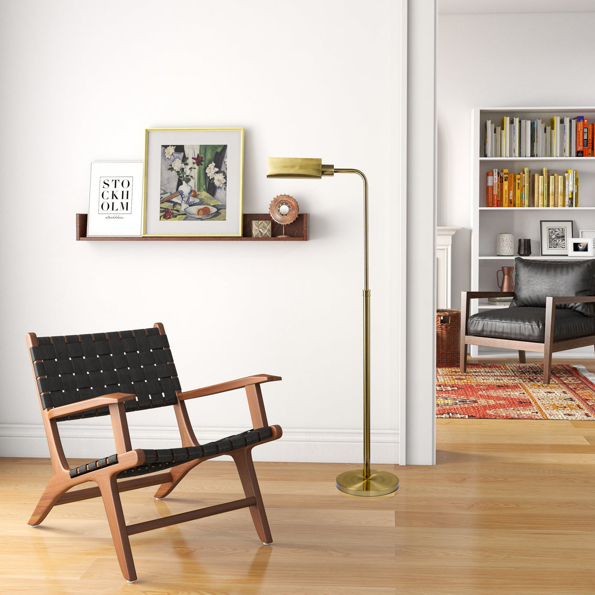 Elara Floor Lamp Gold outer and White inner from Ashcroft Furniture - Luna Furniture