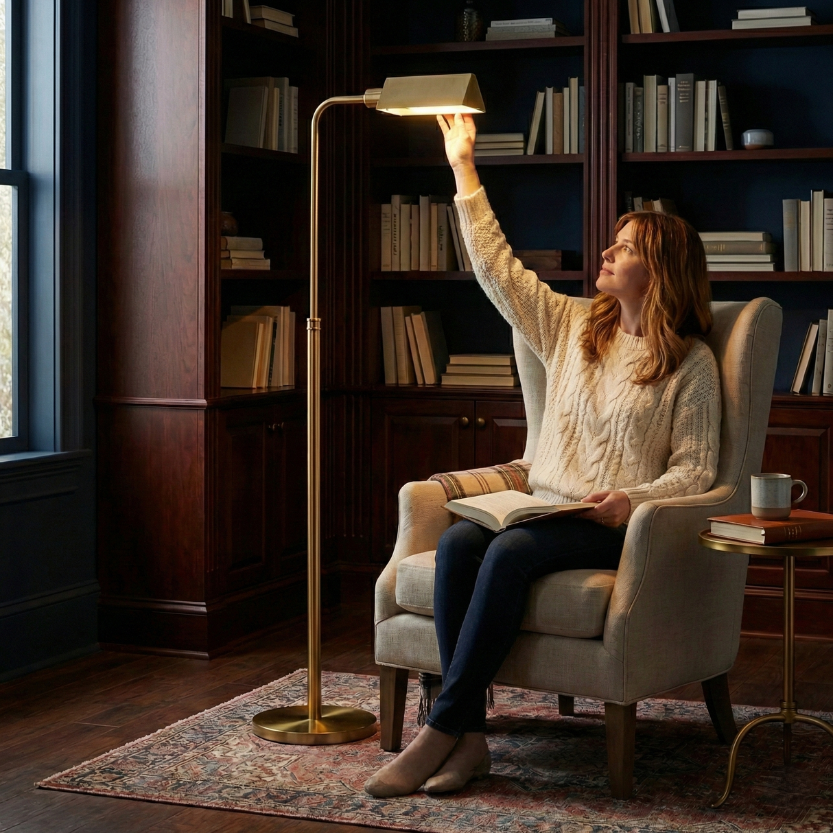 Elara Floor Lamp Gold outer and White inner from Ashcroft Furniture - Luna Furniture