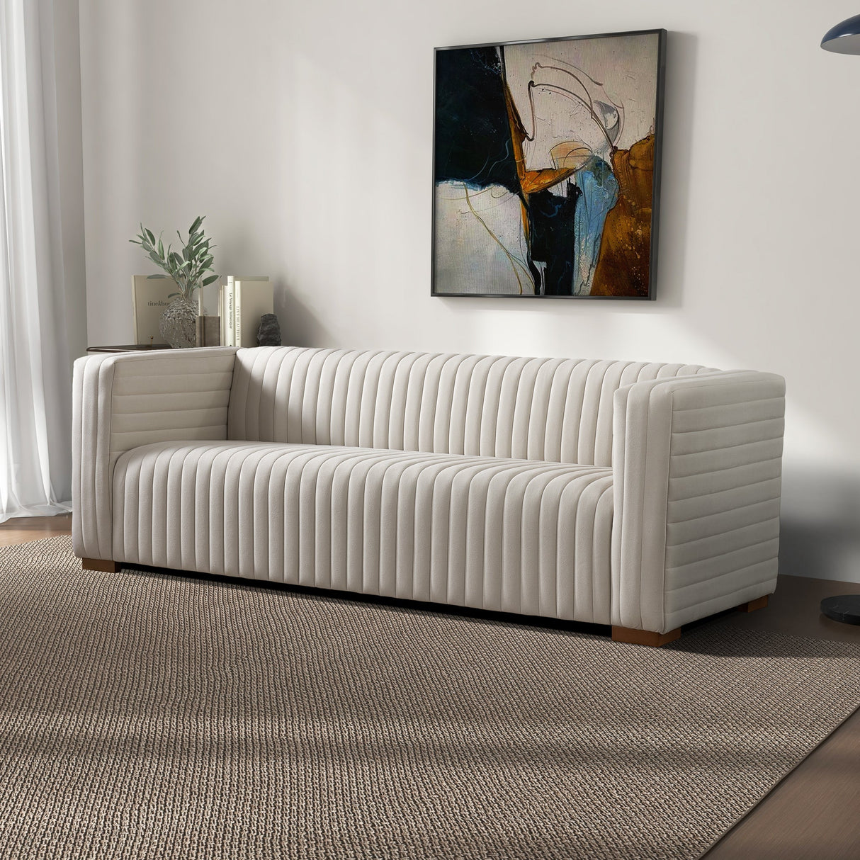 Elara Sofa - Cream Velvet from Ashcroft Furniture - Luna Furniture