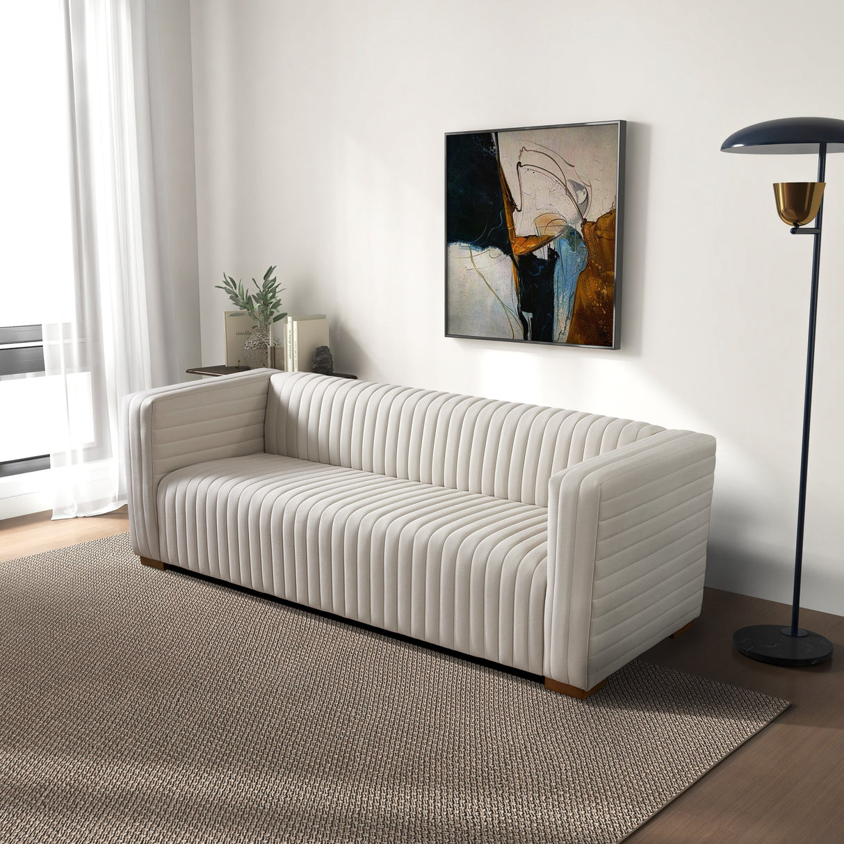 Elara Sofa - Cream Velvet from Ashcroft Furniture - Luna Furniture