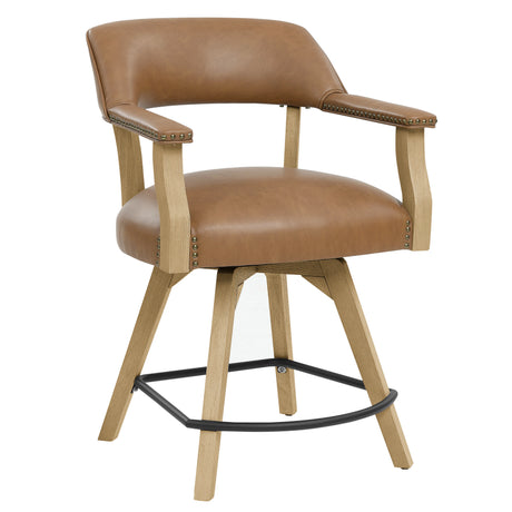 Rylie Natural/Camel Vegan Leather 24″ Counter Captains Chair, Set of 2 from Steve Silver - Luna Furniture