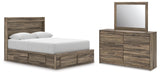 Elbrim Queen Panel Storage Bed, Dresser and Mirror from Ashley - Luna Furniture