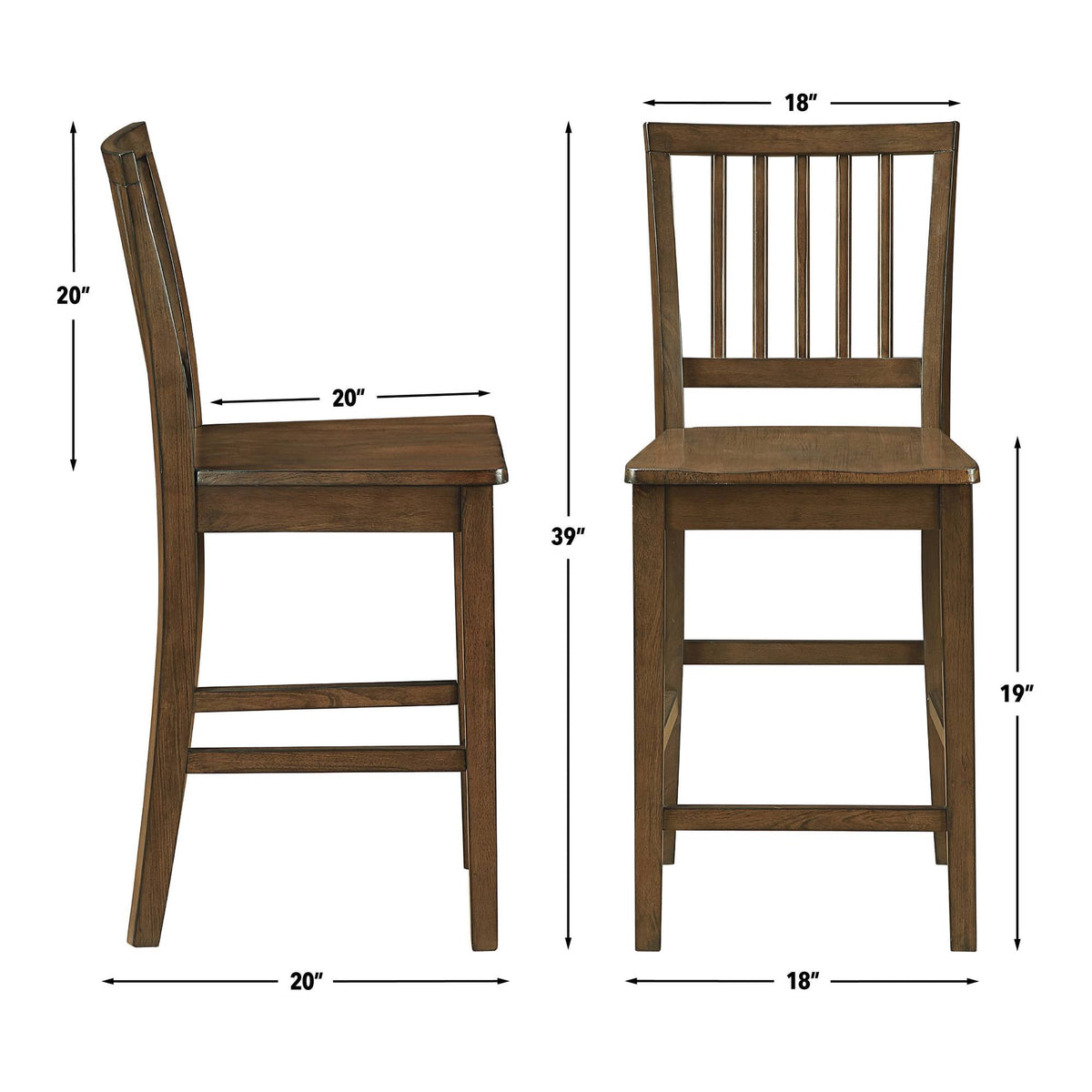 Joplin Walnut Solid Wood 24" Farmhouse Counter Height Stool, Set of 2 from Steve Silver - Luna Furniture