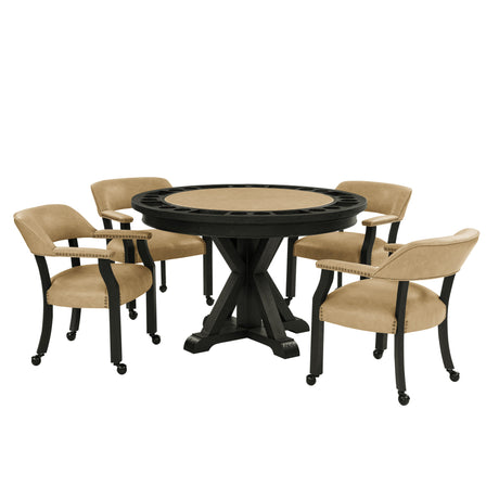 Rylie Black/Sand Vegan Leather Captains Chair, Set of 2 from Steve Silver - Luna Furniture