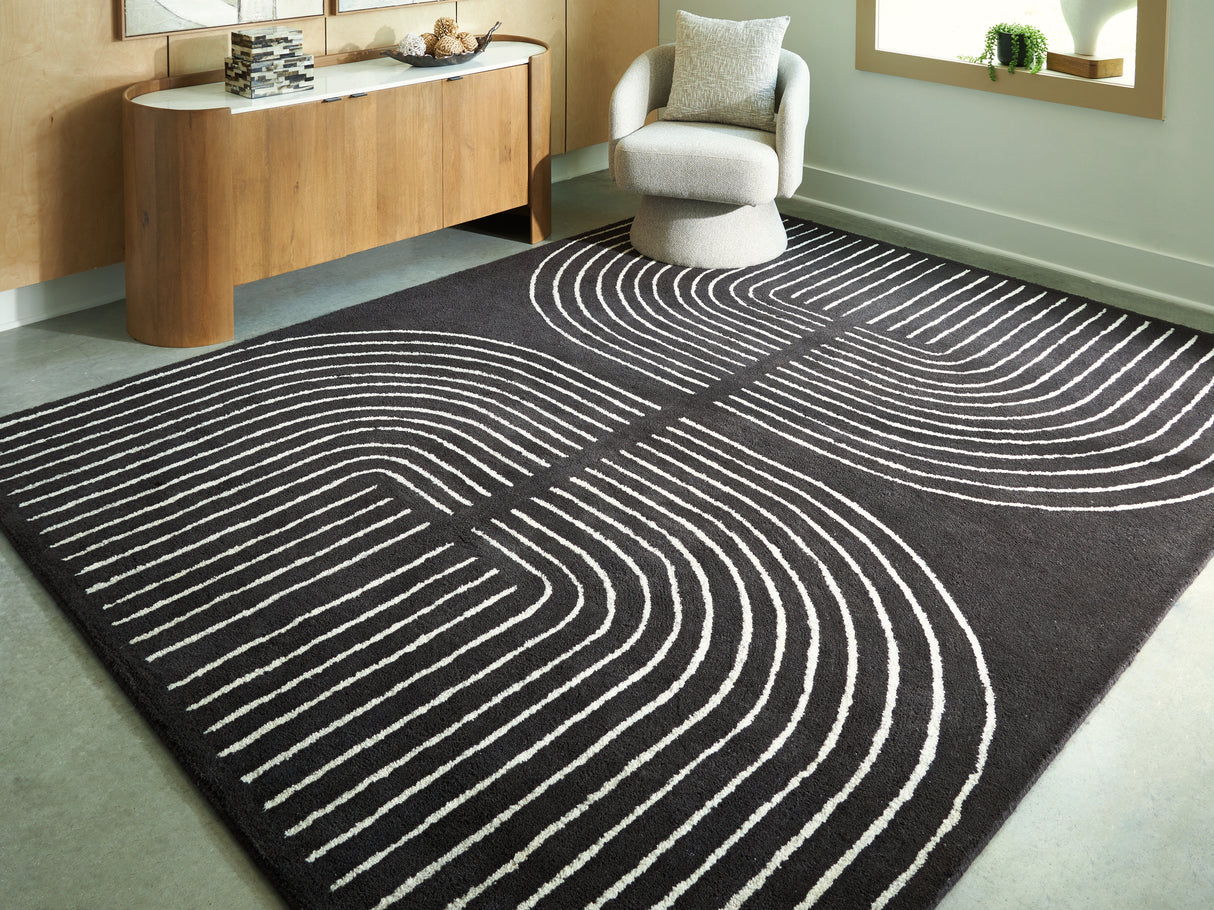 Eldonmore Black/Ivory Large Rug from Ashley Furniture - Luna Furniture