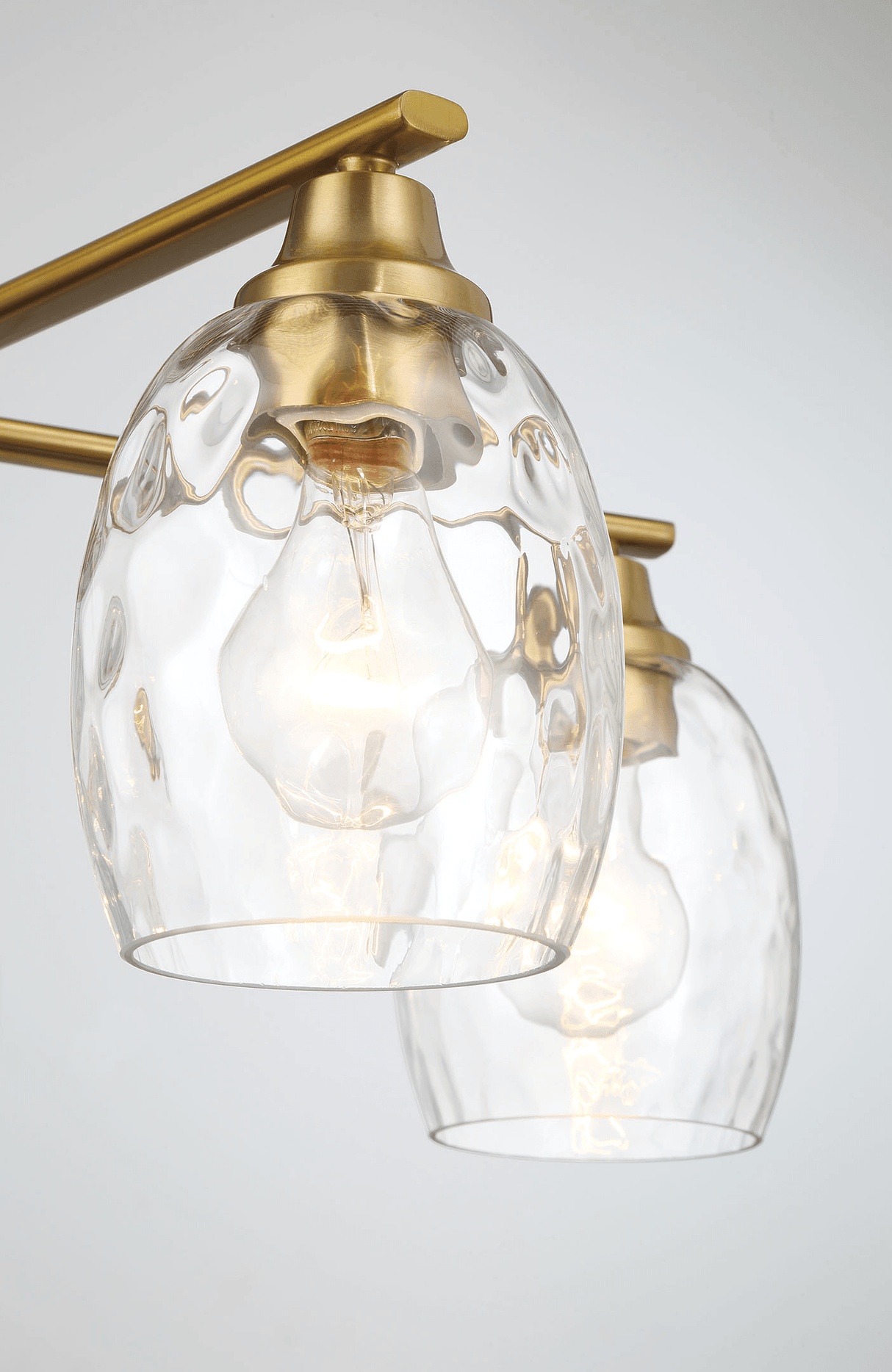 Elegance Five Lights Linear Arms with Golden Brass Finish Chain Chandelier 24"W × 8.5"H with Clear Water Glass from Midinmod - Luna Furniture