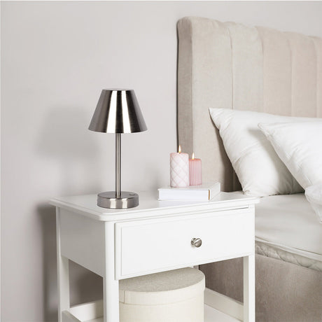 Elegance Rechargeable LED Table Lamp Brushed Nickel LED Touch Switch from Ashcroft Furniture - Luna Furniture