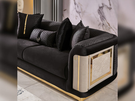 Elegance 3-pieces (Sofa & Loveseat & Chair) Livingroom Set in Black from Furnia - Luna Furniture