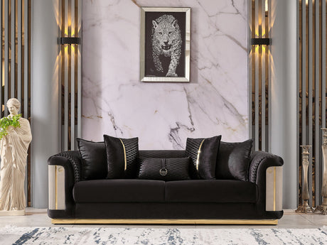 Elegance 3-pieces (Sofa & Loveseat & Chair) Livingroom Set in Black from Furnia - Luna Furniture