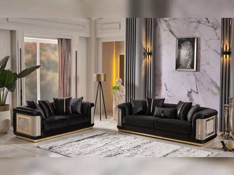 Elegance 3-pieces (Sofa & Loveseat & Chair) Livingroom Set in Black from Furnia - Luna Furniture