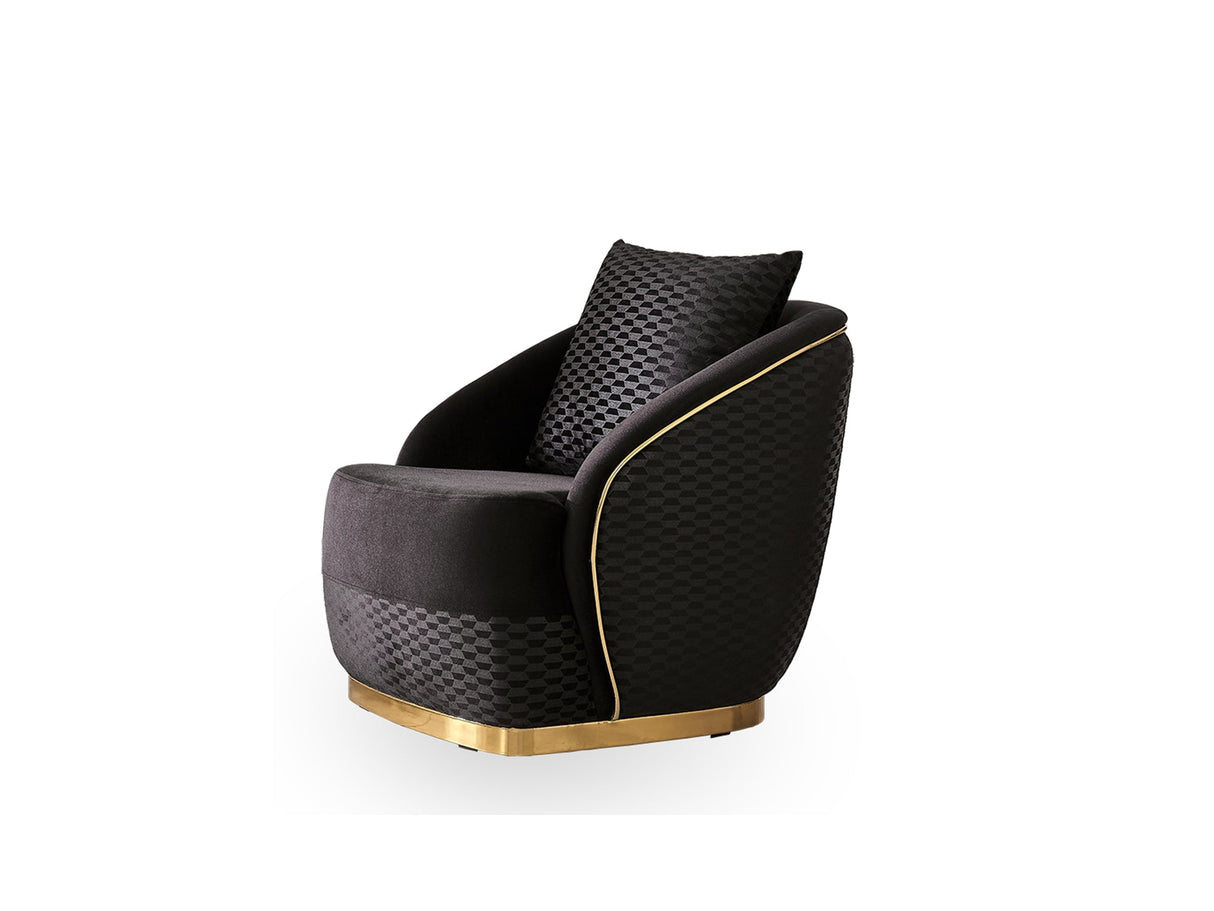 Elegance 3-pieces (Sofa & Loveseat & Chair) Livingroom Set in Black from Furnia - Luna Furniture