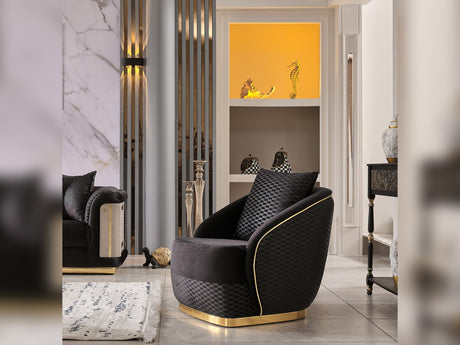 Elegance 3-pieces (Sofa & Loveseat & Chair) Livingroom Set in Black from Furnia - Luna Furniture