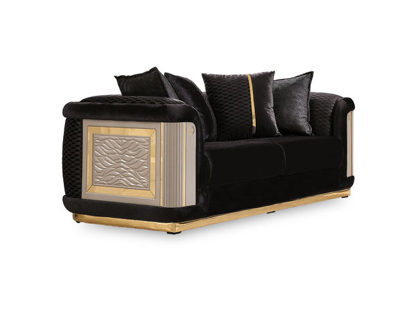 Elegance Stationary Loveseat in Black