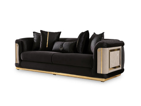Elegance Stationary Sofa in Black from Furnia - Luna Furniture