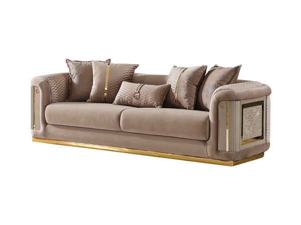 Elegance Stationary Loveseat in Beige