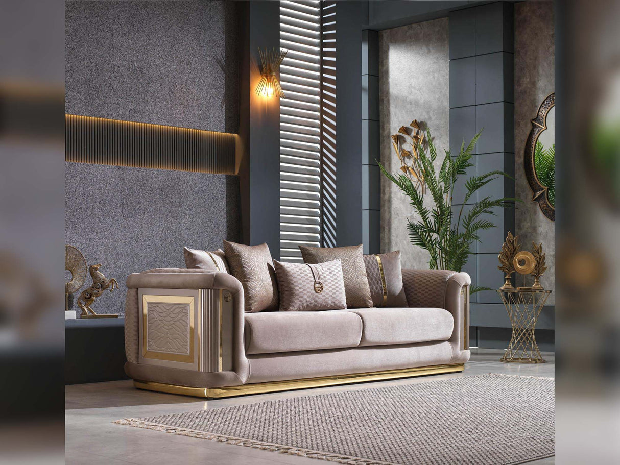 Elegance Beige Stationary Living Room Sofa from Furnia - Luna Furniture