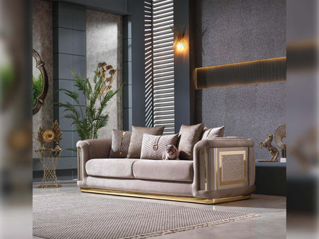 Elegance Beige Stationary Living Room Sofa from Furnia - Luna Furniture