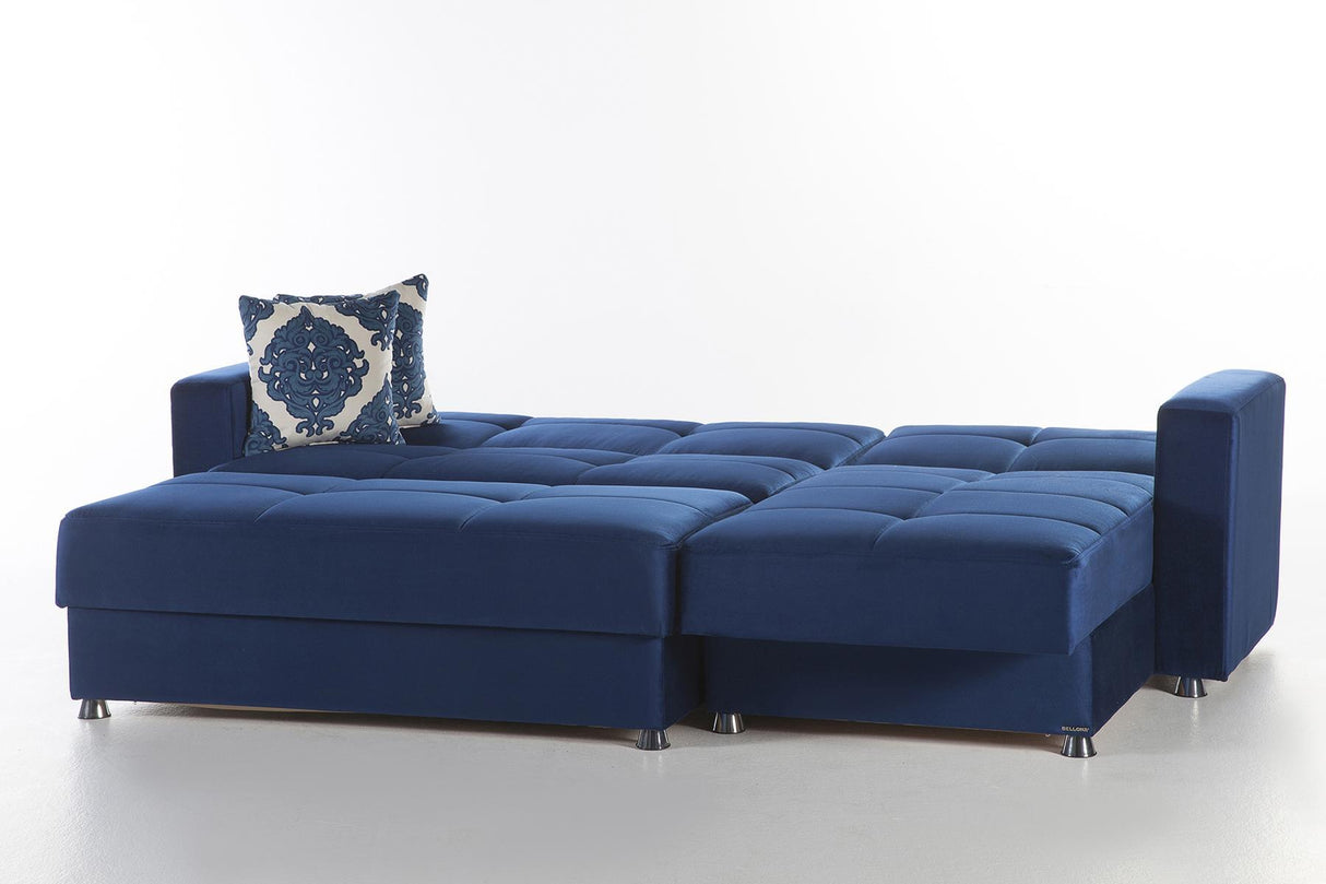 Elegant Roma Navy Ottoman from Bellona - Luna Furniture
