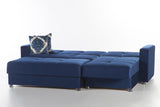 Elegant Roma Navy Ottoman from Bellona - Luna Furniture