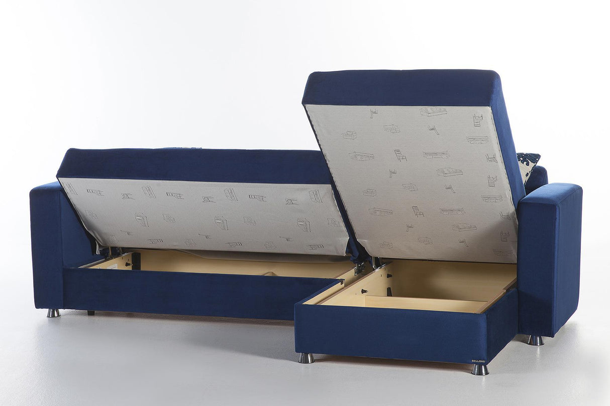 Elegant Sectional Storage Chaise (Roma Navy) 1 Piece from Bellona - Luna Furniture