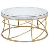Elise Gold 2-Piece Round Mirror Top Coffee and End Table Set from Coaster - Luna Furniture