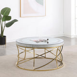 Elise Gold Round Mirror Top Stainless Steel Coffee Table from Coaster - Luna Furniture