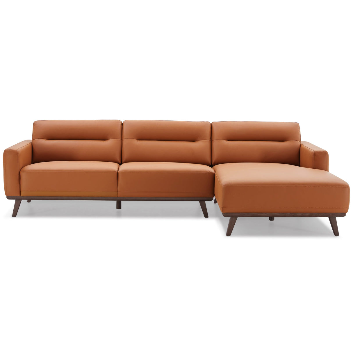 Ella Cognac Vegan Leather Right Facing Sectional Sofa from Midinmod - Luna Furniture