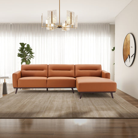 Ella Cognac Vegan Leather Right Facing Sectional Sofa from Midinmod - Luna Furniture