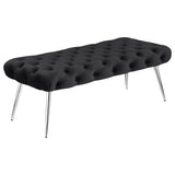 Ella Black Upholstered Tufted Bench Stainless Steel Legs from Coaster - Luna Furniture