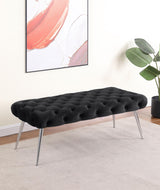 Ella Black Upholstered Tufted Bench Stainless Steel Legs from Coaster - Luna Furniture