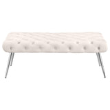 Ella Ivory Upholstered Tufted Bench Stainless Steel Legs from Coaster - Luna Furniture