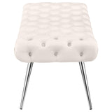 Ella Ivory Upholstered Tufted Bench Stainless Steel Legs from Coaster - Luna Furniture