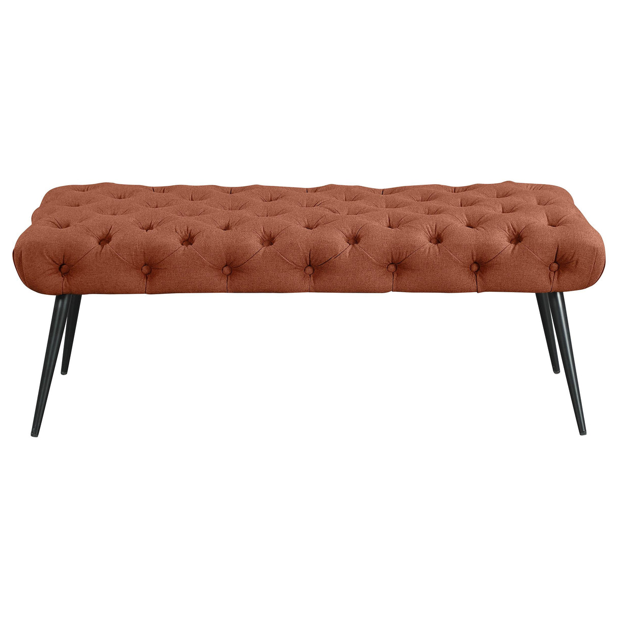 Ella Rust Upholstered Tufted Bench Stainless Steel Legs from Coaster - Luna Furniture