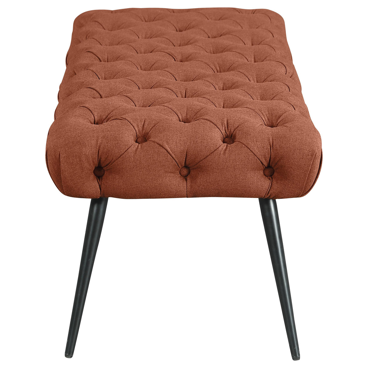 Ella Rust Upholstered Tufted Bench Stainless Steel Legs from Coaster - Luna Furniture