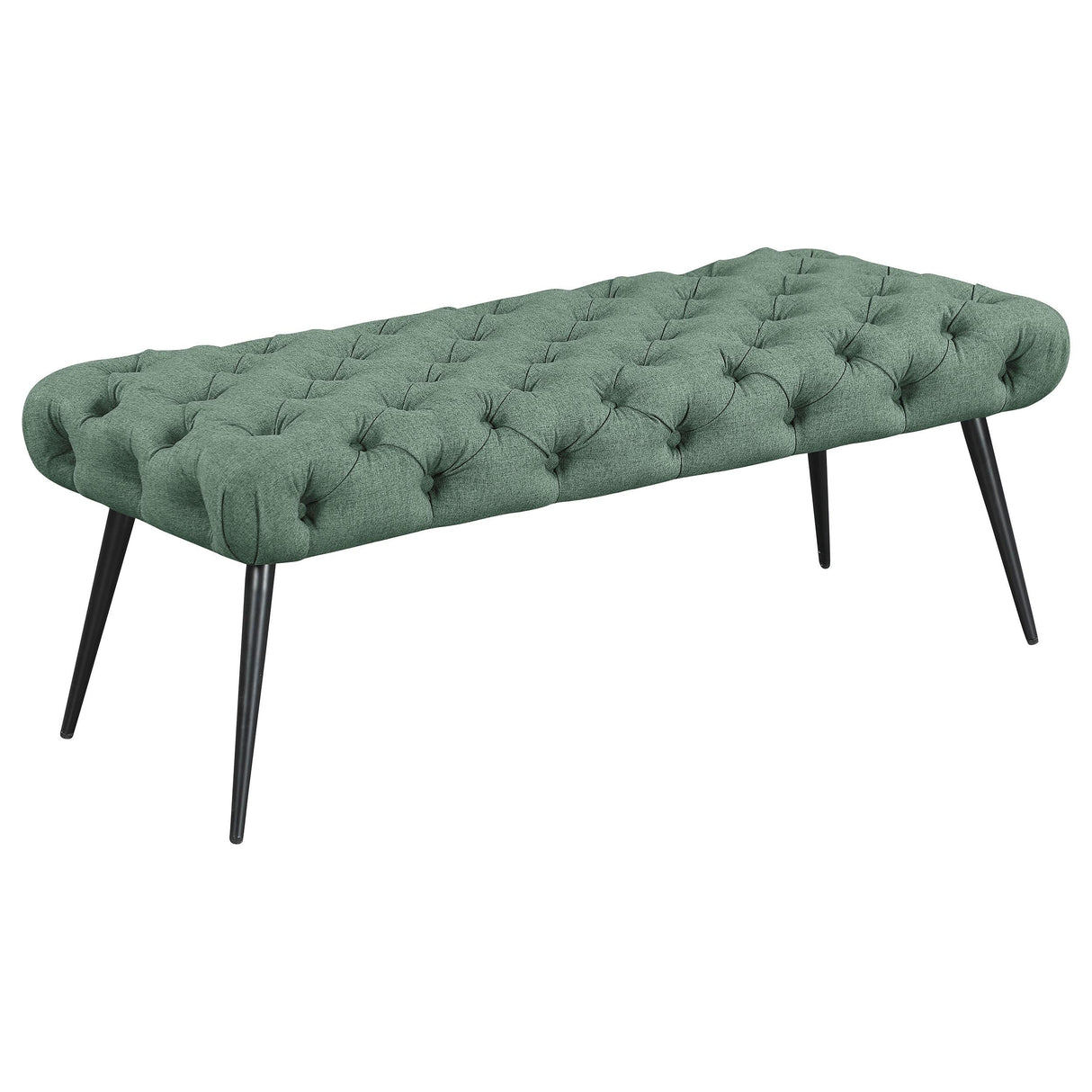 Ella Teal Upholstered Tufted Bench Stainless Steel Legs from Coaster - Luna Furniture
