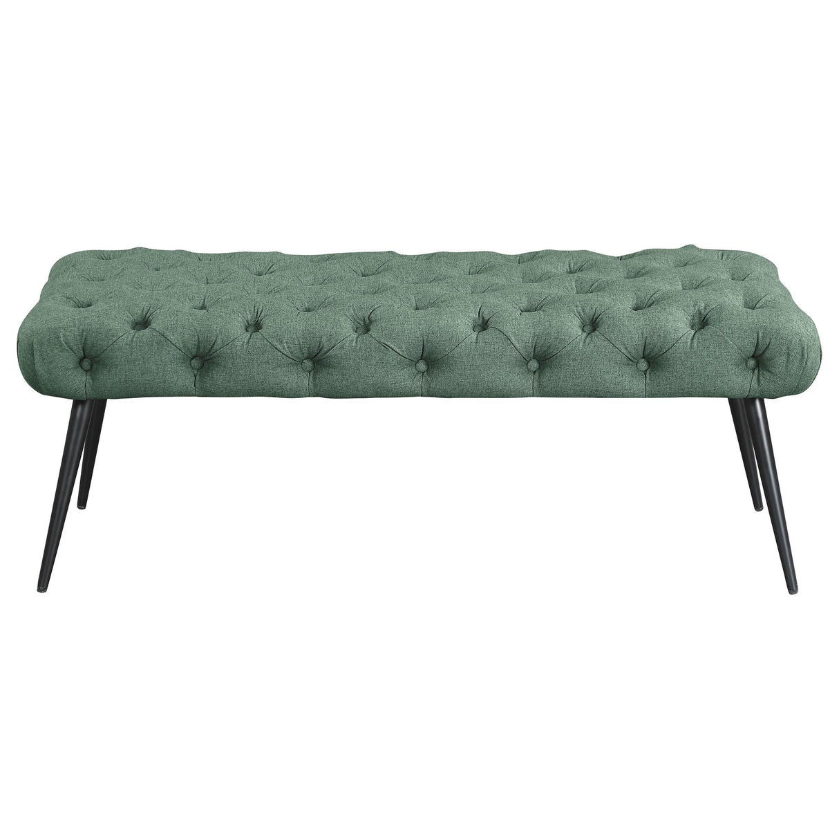 Ella Teal Upholstered Tufted Bench Stainless Steel Legs from Coaster - Luna Furniture