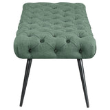 Ella Teal Upholstered Tufted Bench Stainless Steel Legs from Coaster - Luna Furniture