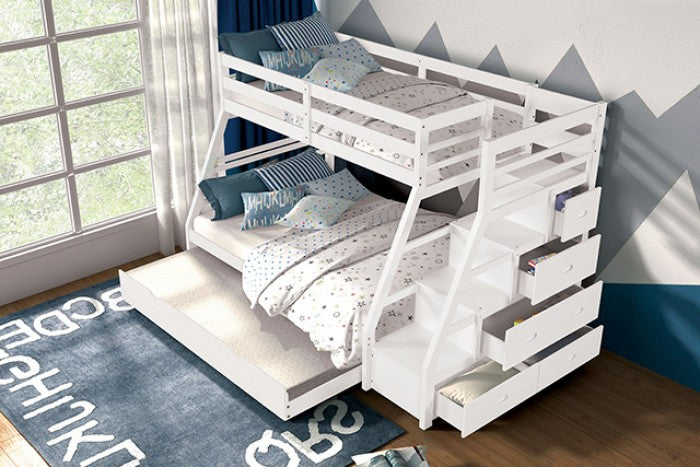 Ellington White Twin/Full Bunk Bed from Furniture of America - Luna Furniture