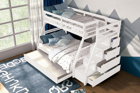 Ellington White Twin/Full Bunk Bed with Trundle from Furniture of America - Luna Furniture